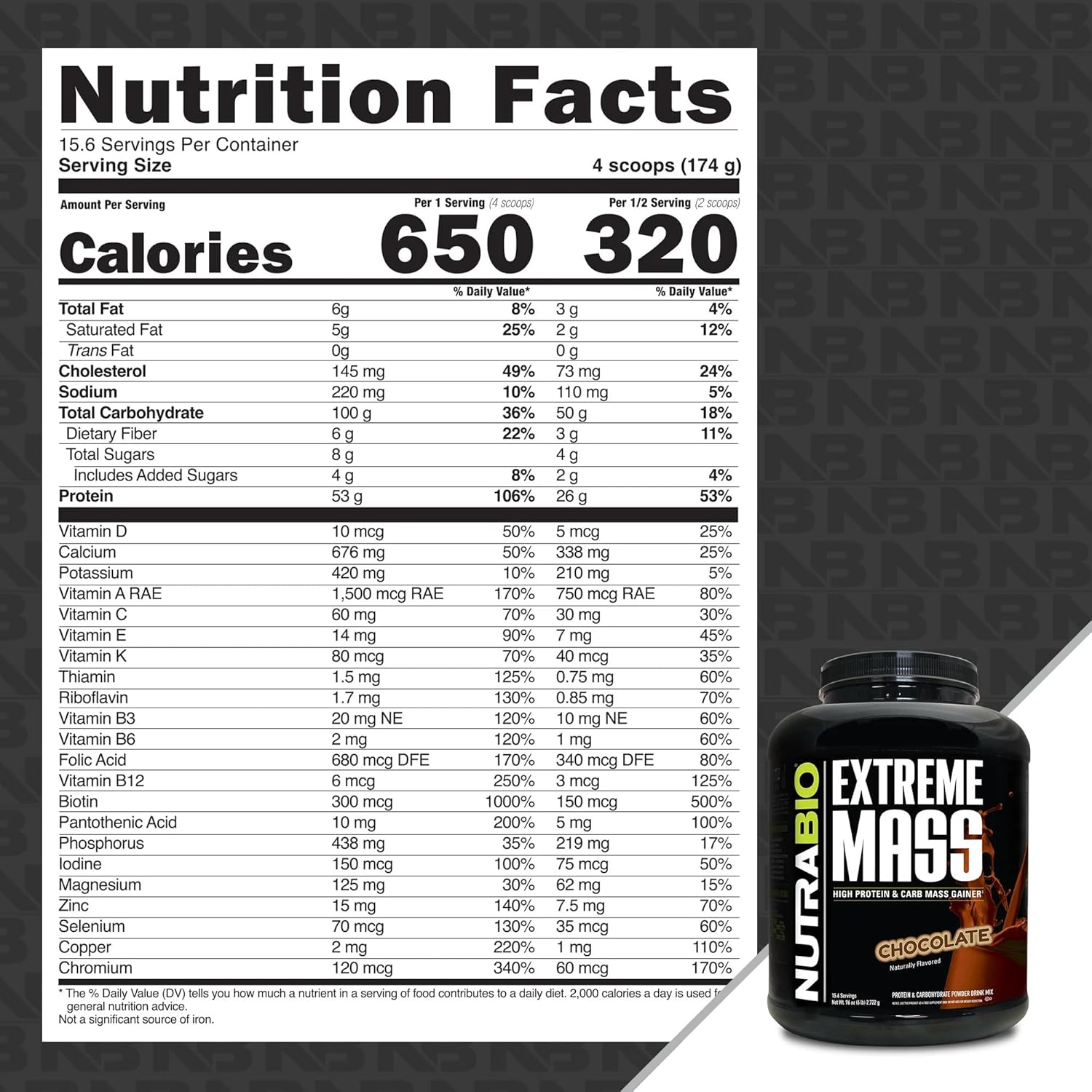 nutrabio-extreme-mass-gainer-protein-powder---chocolate-6-pound---53g-protein-clean-weight-gainer-for-muscle-mass-with-full-spectrum-amino-acids-2