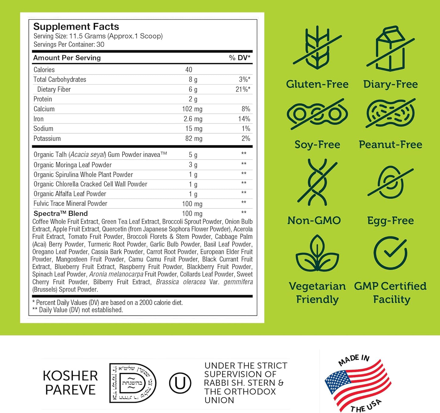 core-greens-superfood-powder---nutrient-rich-super-greens-mix-with-spirulina-chlorophyll-more---kosher-superfood-supplement-for-green-juice-smoothies-6