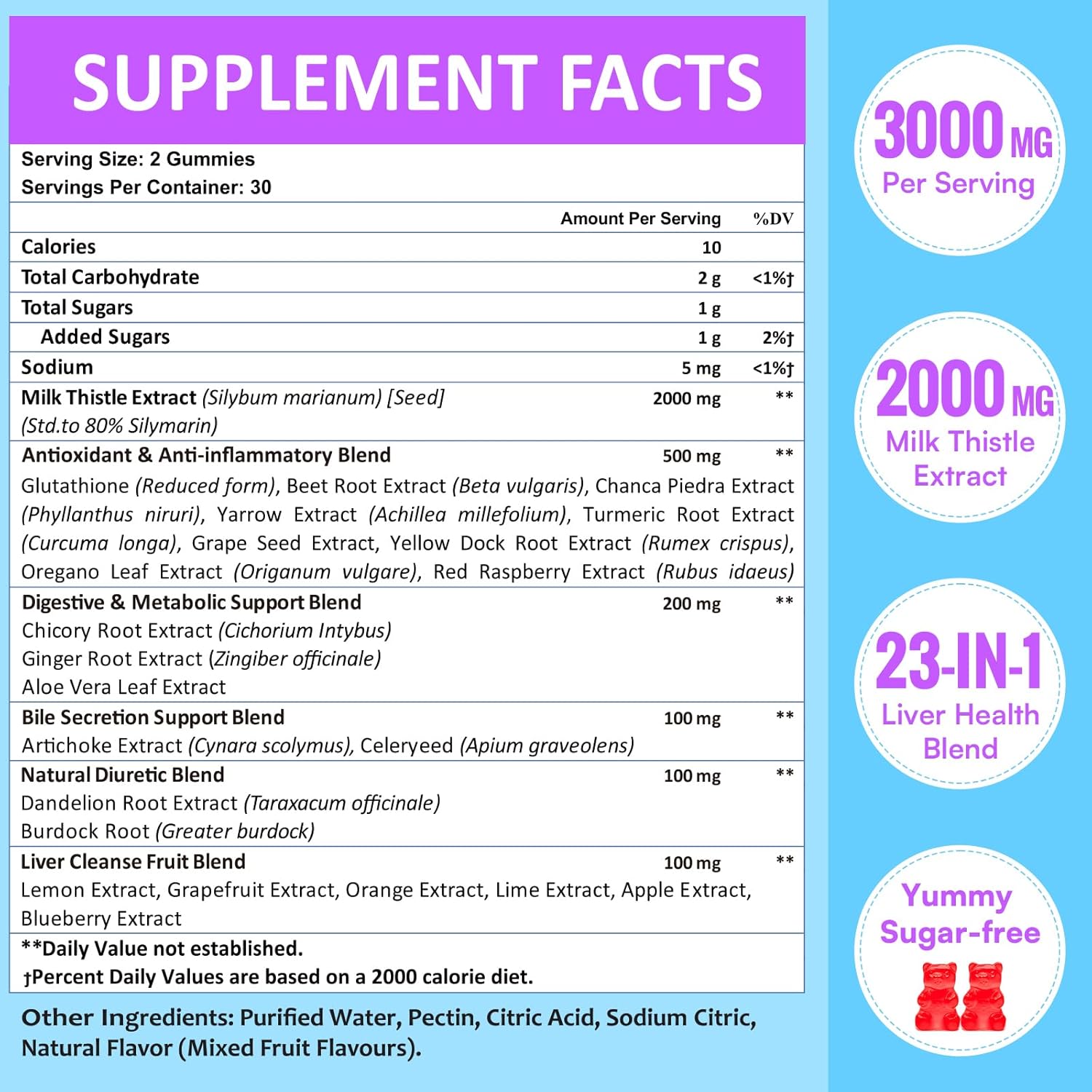 liver-cleanse-detox-gummies---3000mg-milk-thistle-with-turmeric-dandelion-root-artichoke---liver-support-antioxidant---fruit-flavor-60-gummies-2