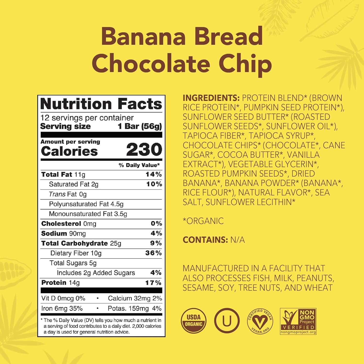 organic-banana-bread-chocolate-chip-protein-bars---12-count-19oz-bars---vegan-gluten-free-low-sugar-paleo---non-gmo-snacks-2