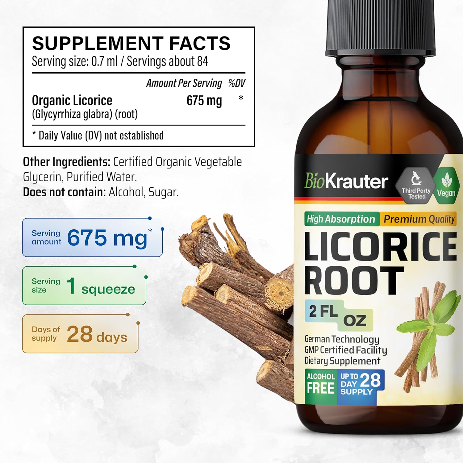 100 Capsules of BIO KRAUTER Inulin with 2 Fl. Oz. Licorice Root Tincture - Digestive Support Supplement Pack - Espot.com.au