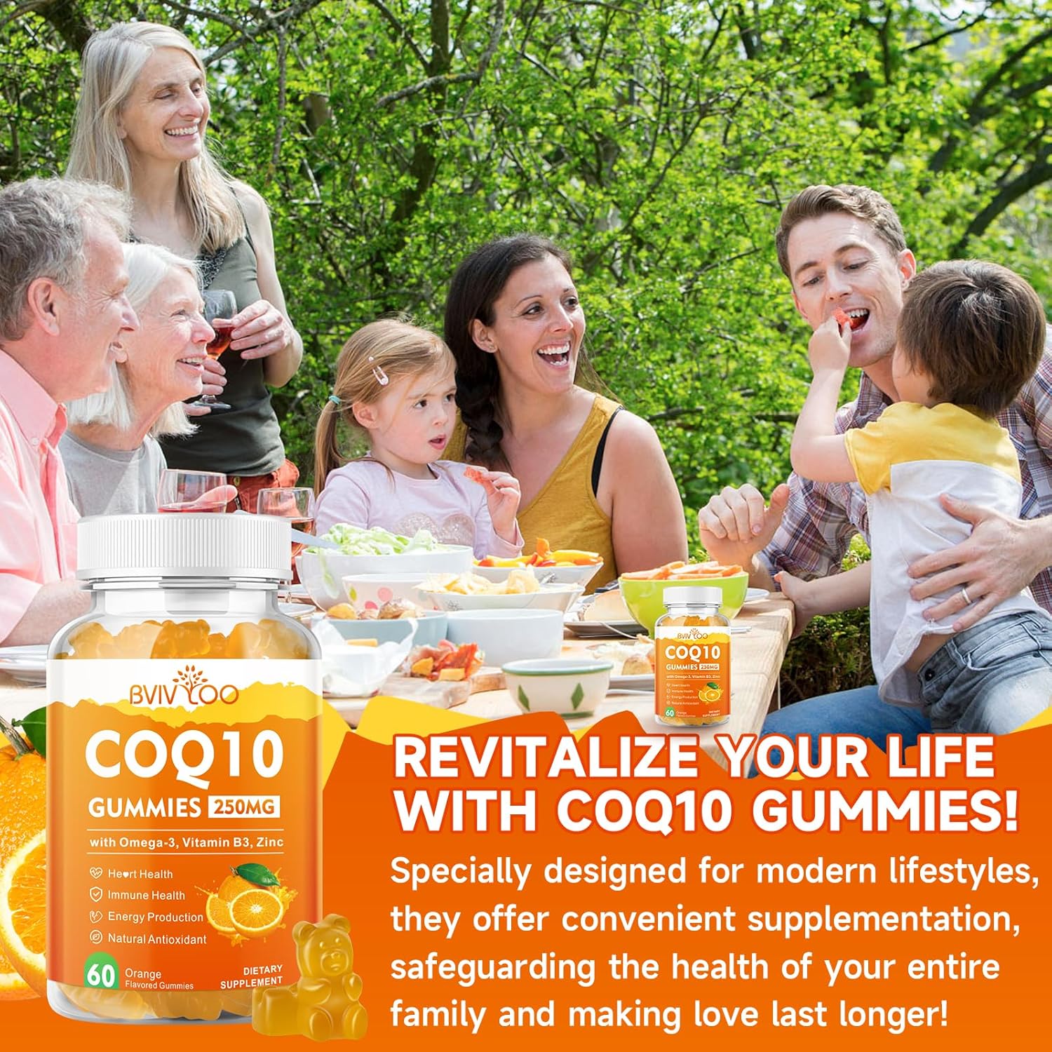 High Absorption CoQ10 Gummies with Omega-3, Vitamin B3, Zinc & Magnesium - Heart Health, Cellular Energy, Antioxidant Support - 60 Count - Espot.com.au