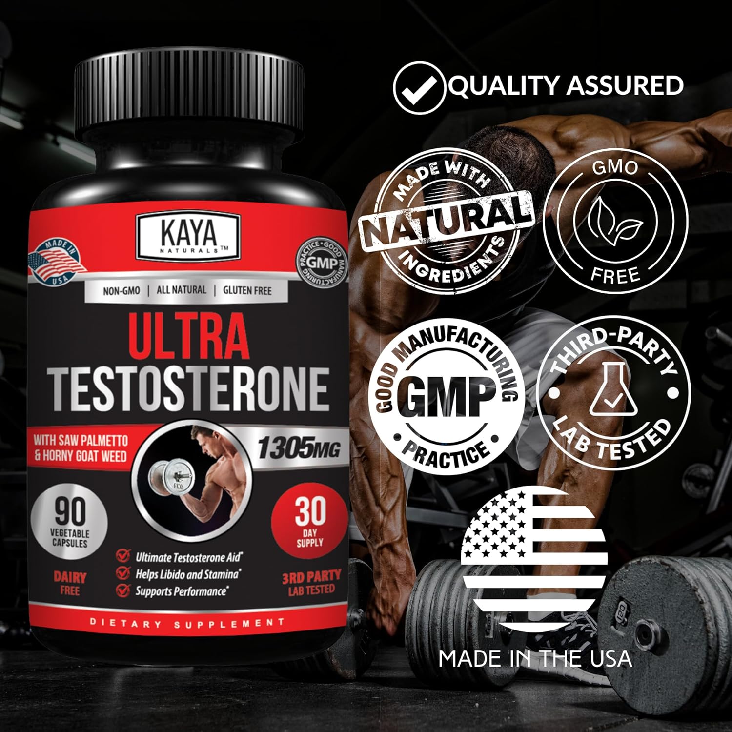 kaya-naturals-ultra-testosterone-booster-with-tongkat-ali-horny-goat-weed-tribulus---natural-workout-supplement-for-men---energy-stamina-strength---90-count-4