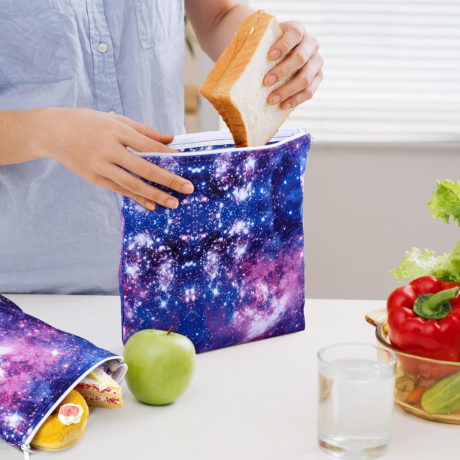 reusable-sandwich-and-snack-bags-set---5-pieces-with-zipper-galaxy-loop-pattern-safe-for-preserves-and-snacks---2-large-2-medium-1-small-6