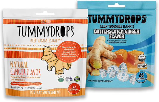 Organic Ginger Tummydrops Bundle - Natural & Vegan Butterscotch Ginger, Gluten-Free, USDA Organic, Vegan - 2 Bags - Espot.com.au