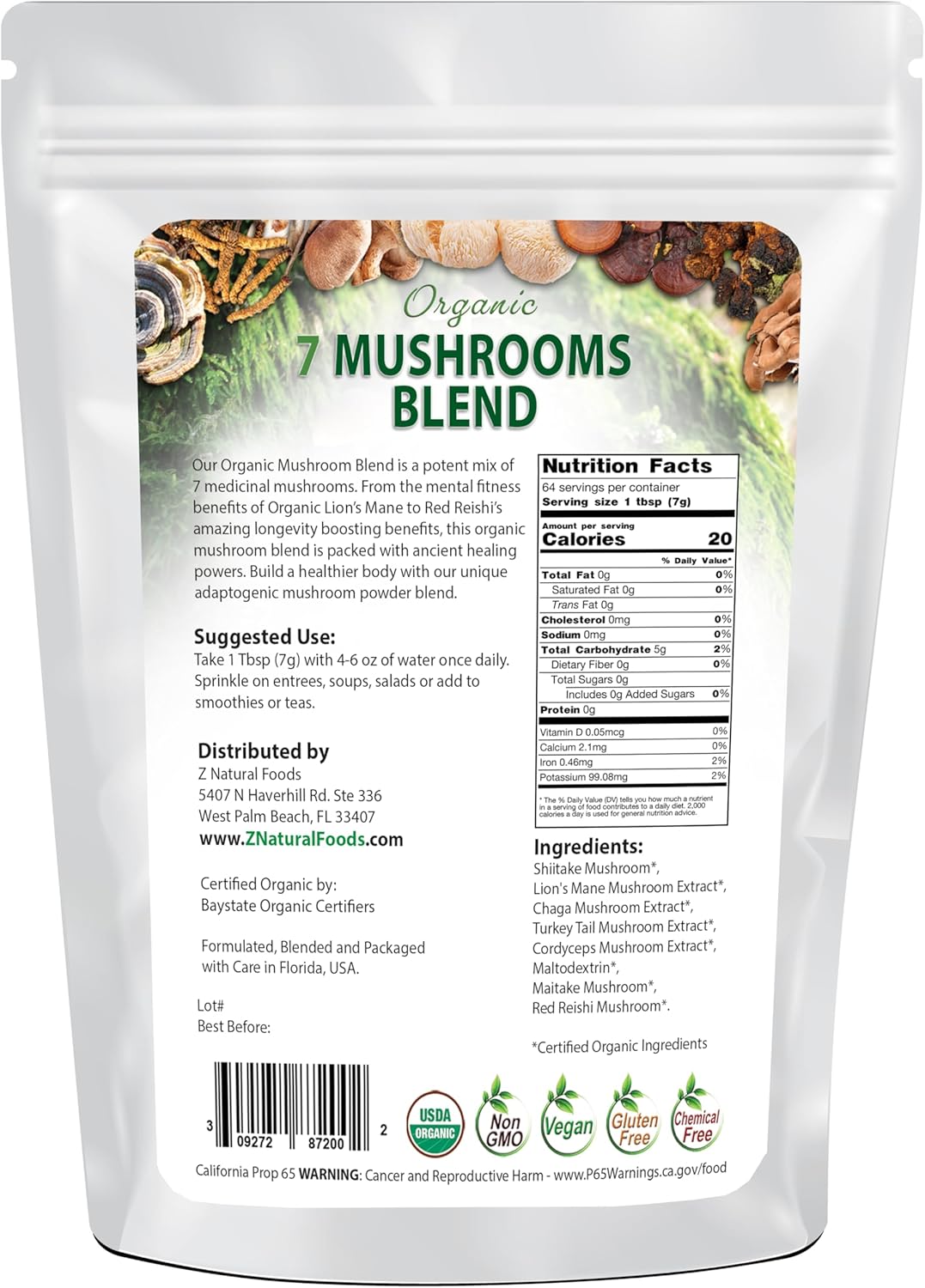 organic-mushroom-powder-blend-for-immune-health---lions-mane-cordyceps-chaga-reishi-shiitake-maitake-turkey-tail-extract---1lb-pack-for-coffee-smoothies---z-natural-foods-2