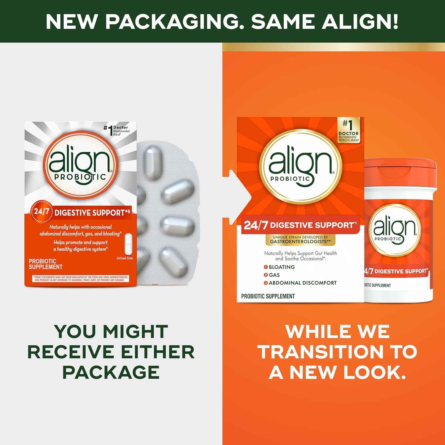 Daily Probiotic Supplement for Digestive Health - Align Probiotic, #1 Recommended by Doctors, 28 Capsules