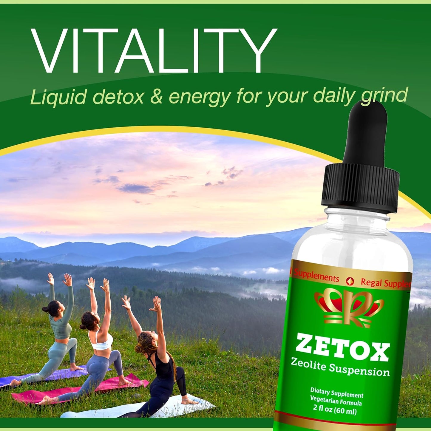 Premium Liquid Zeolite Detox Drops with Vitamin B12 & D3 - Gentle Daily Cleansing for Kids and Adults - Boost Energy and Focus - 60 Servings - Espot.com.au