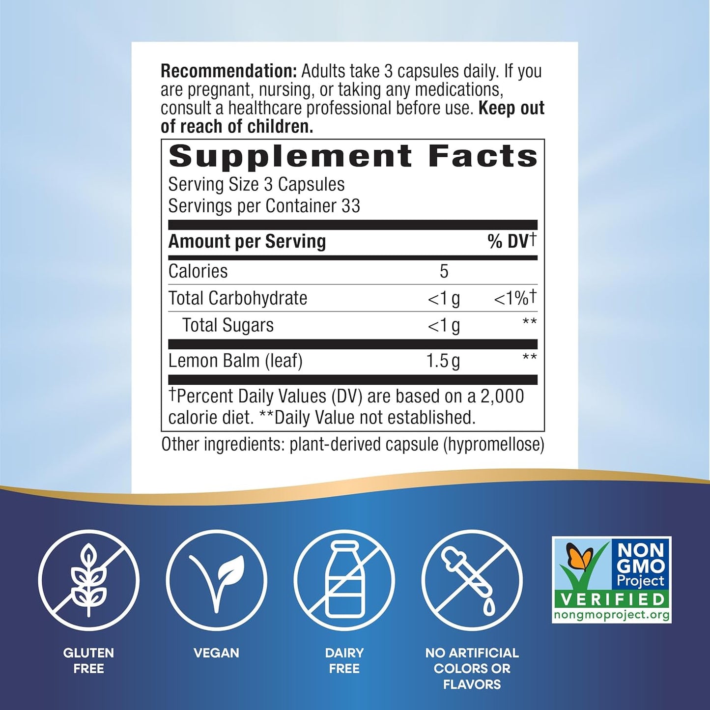 Melissa Lemon Balm Leaf Capsules for Sleep Support - 1,500mg per Serving - Non-GMO, Vegan - 100 Capsules - Espot.com.au