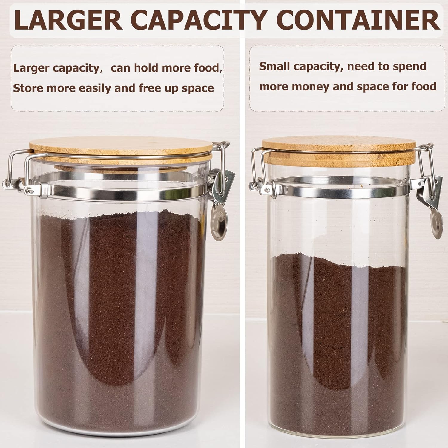 set-of-2-coffee-sugar-canisters-with-shelf---58oz-plastic-containers-for-ground-coffee-bean-storage-includes-lid-locking-clamp-coffee-scoop-ideal-food-storage-jars-for-kitchen-organization-3