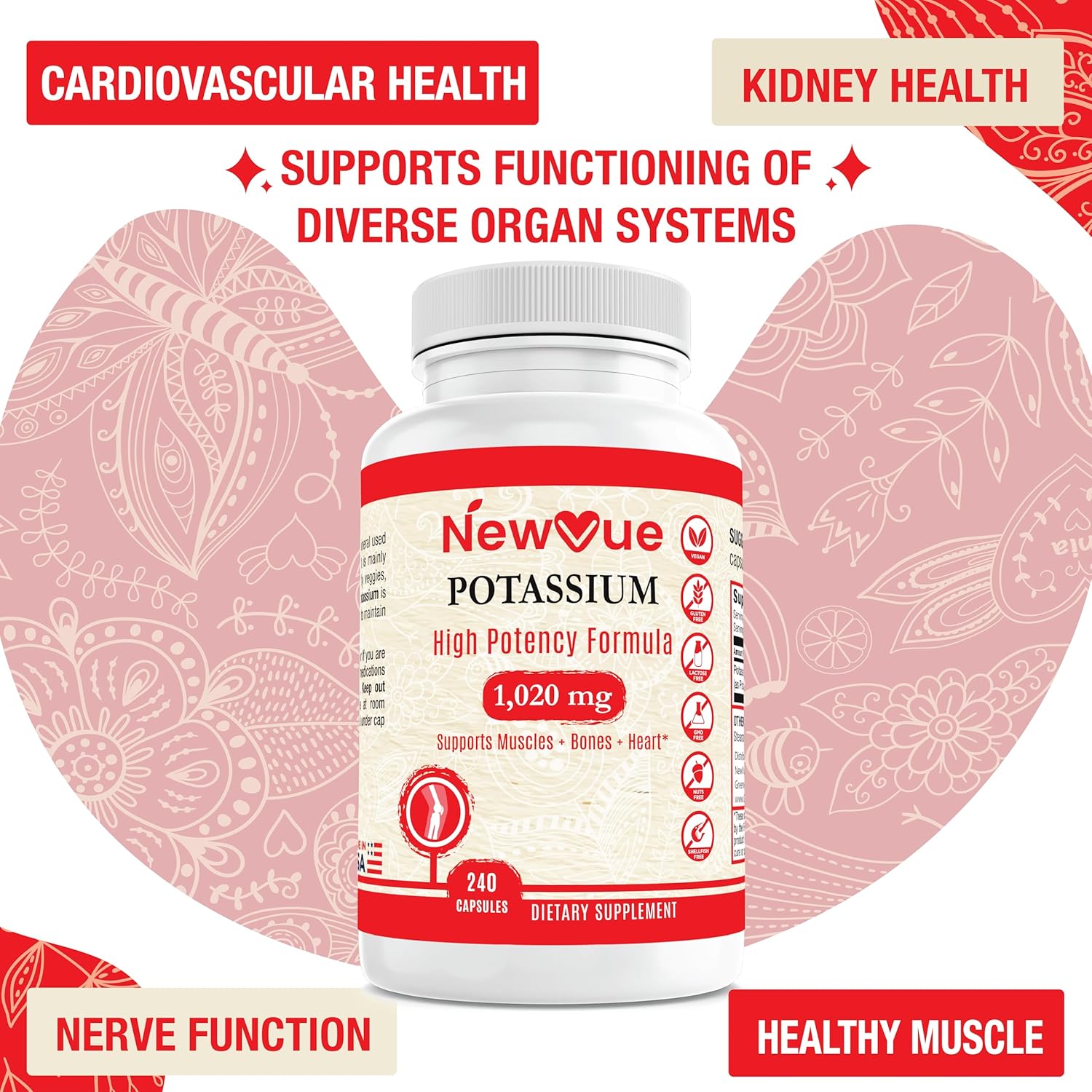 NewVue Payment Tree Potassium Supplement - 1020mg, 120 Servings, 240 Capsules - Espot.com.au