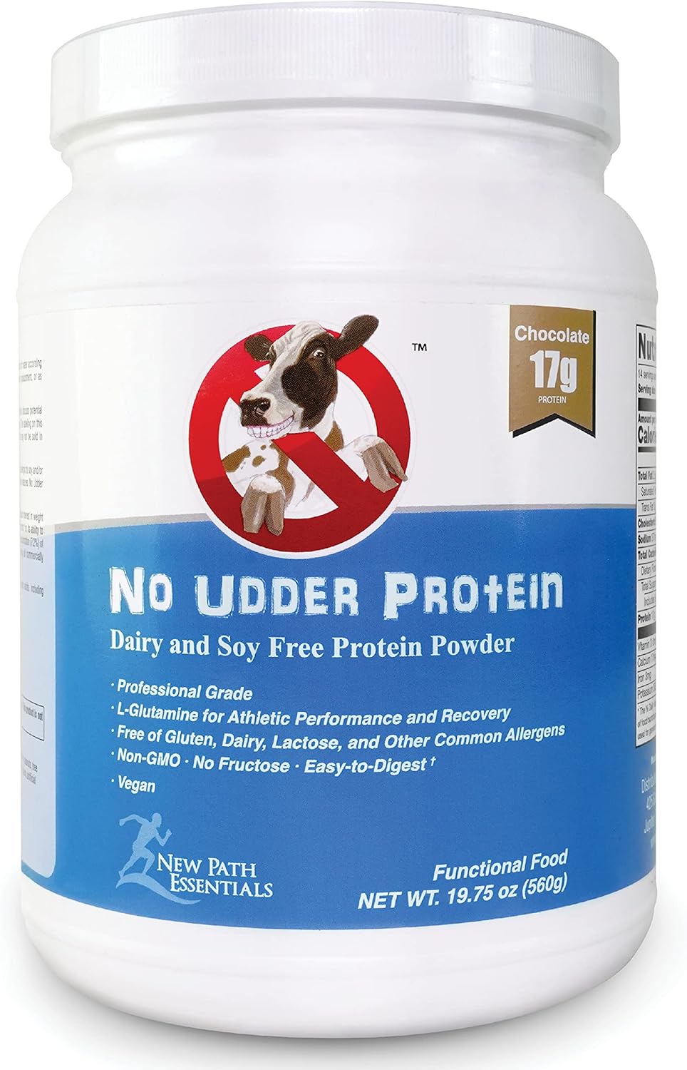 Chocolate Vegan Protein Powder | No Udder Protein | 17g Protein | Soy Free | 1lb Size - Espot.com.au