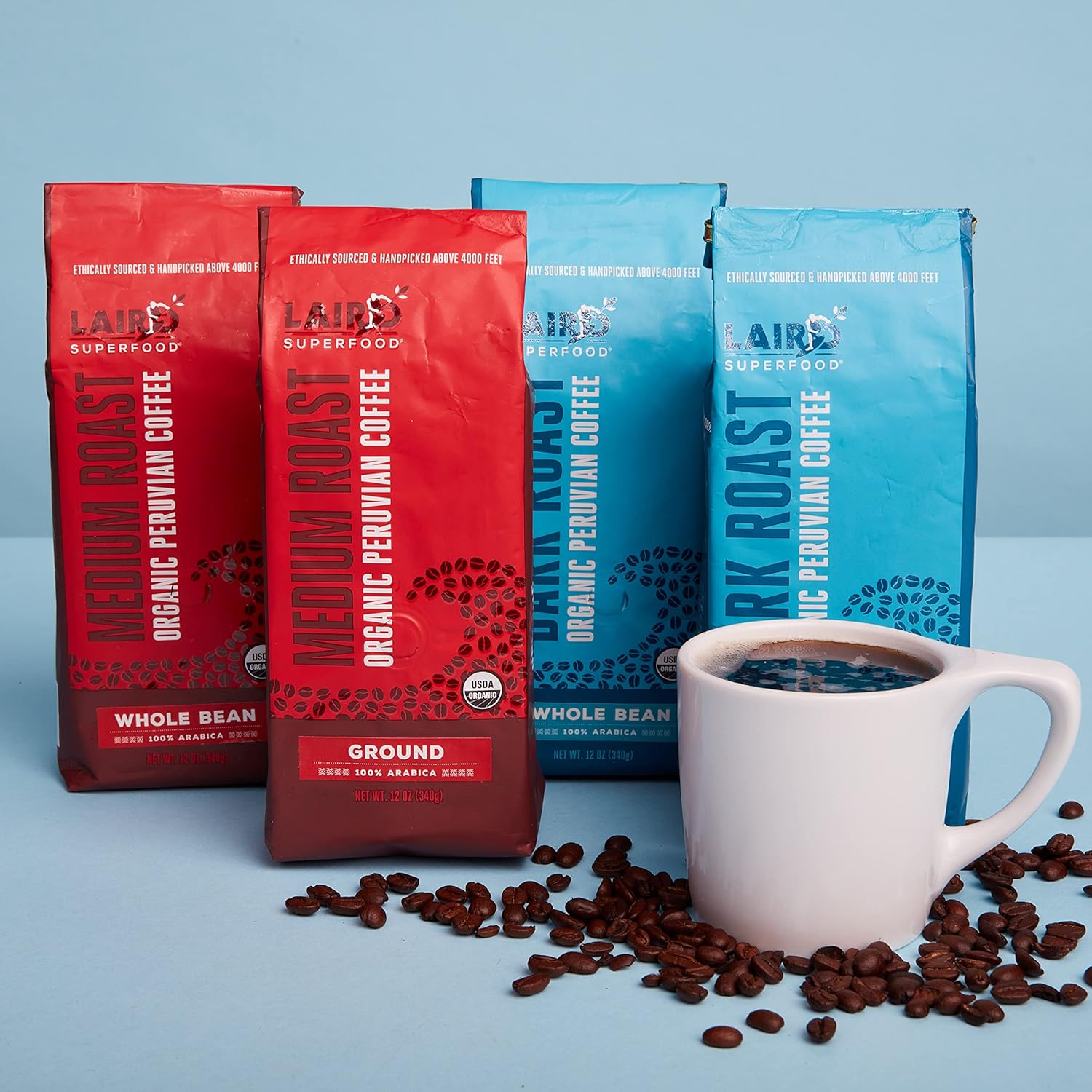 Laird Superfood Peruvian Medium Roast Decaf Ground Coffee - Chemical-Free Swiss Water Process, Gluten-Free Dairy-Free Non-GMO - 12 oz. Bag - Espot.com.au