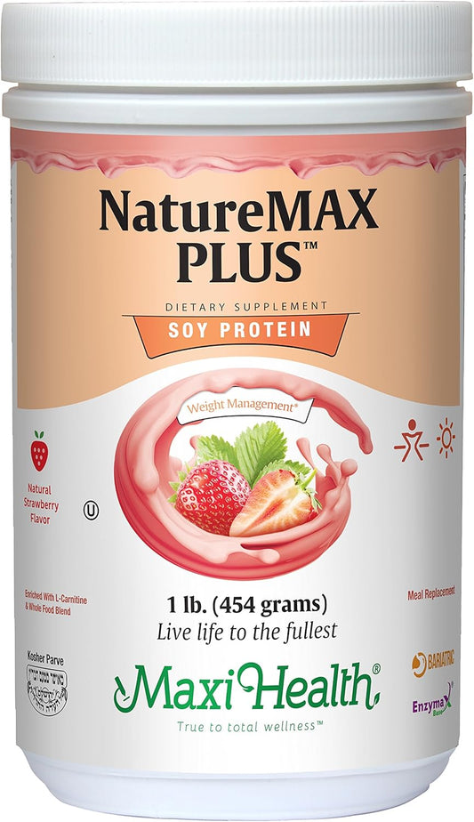 maxi-health-naturemax-plus-energy-support-soy-protein-powder---sugar-free-diet-supplement---20g-protein---strawberry-flavor---kosher---1lb-1