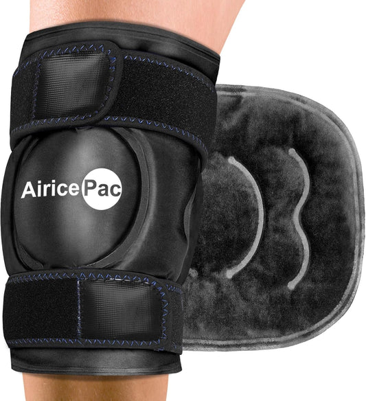 Reusable Gel Ice Wrap for Knee Pain Relief - Cold Compress Therapy for Injuries, Swelling, Arthritis, Meniscus Tear, ACL - Ideal for Knee Replacement Surgery - AiricePac Ice Pack, Black - Espot.com.au