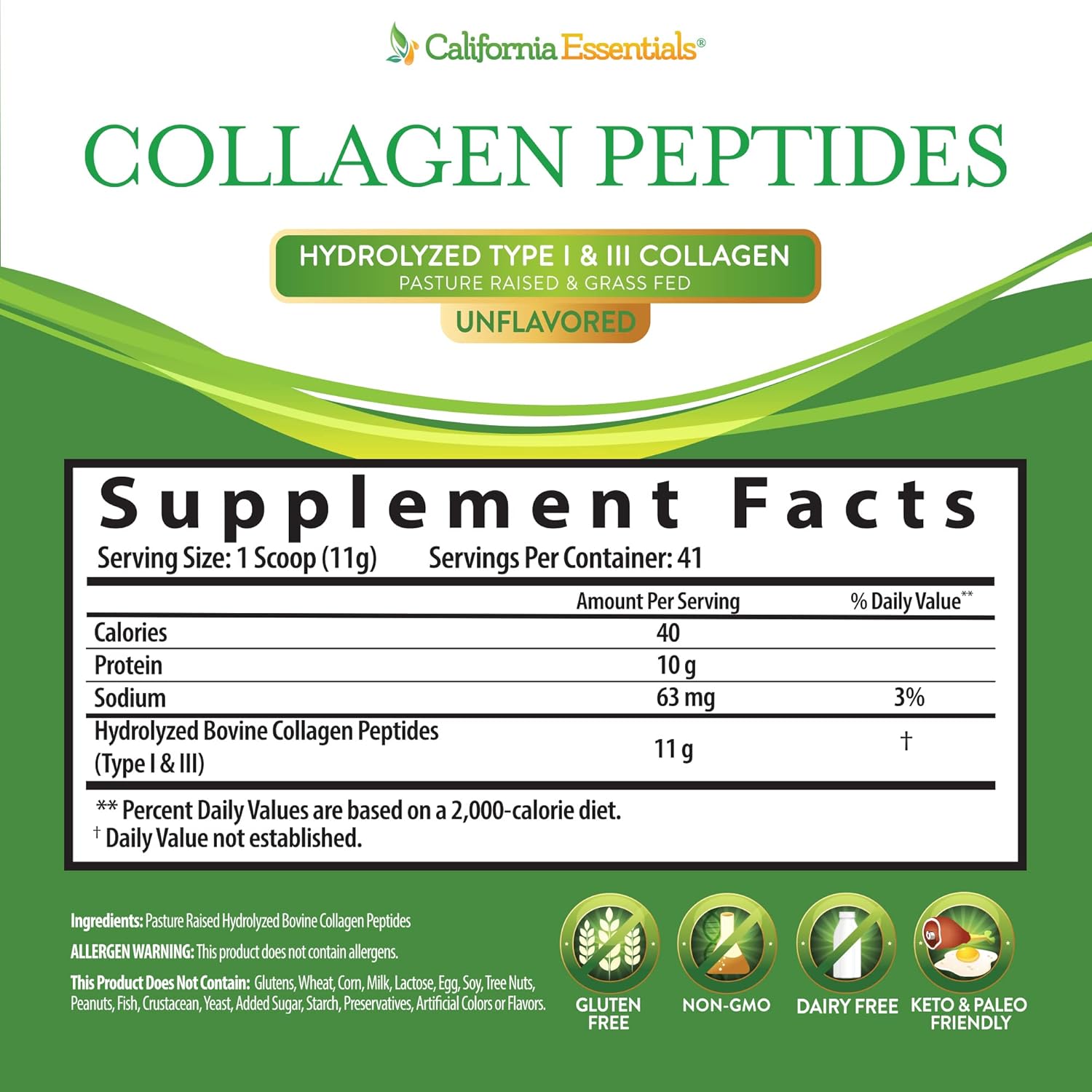 california-essentials-collagen-peptides-16oz---hydrolyzed-type-i-iii-protein-powder-for-skin-hair-nails-joints---unflavored-supplement-gluten-free-non-gmo-4