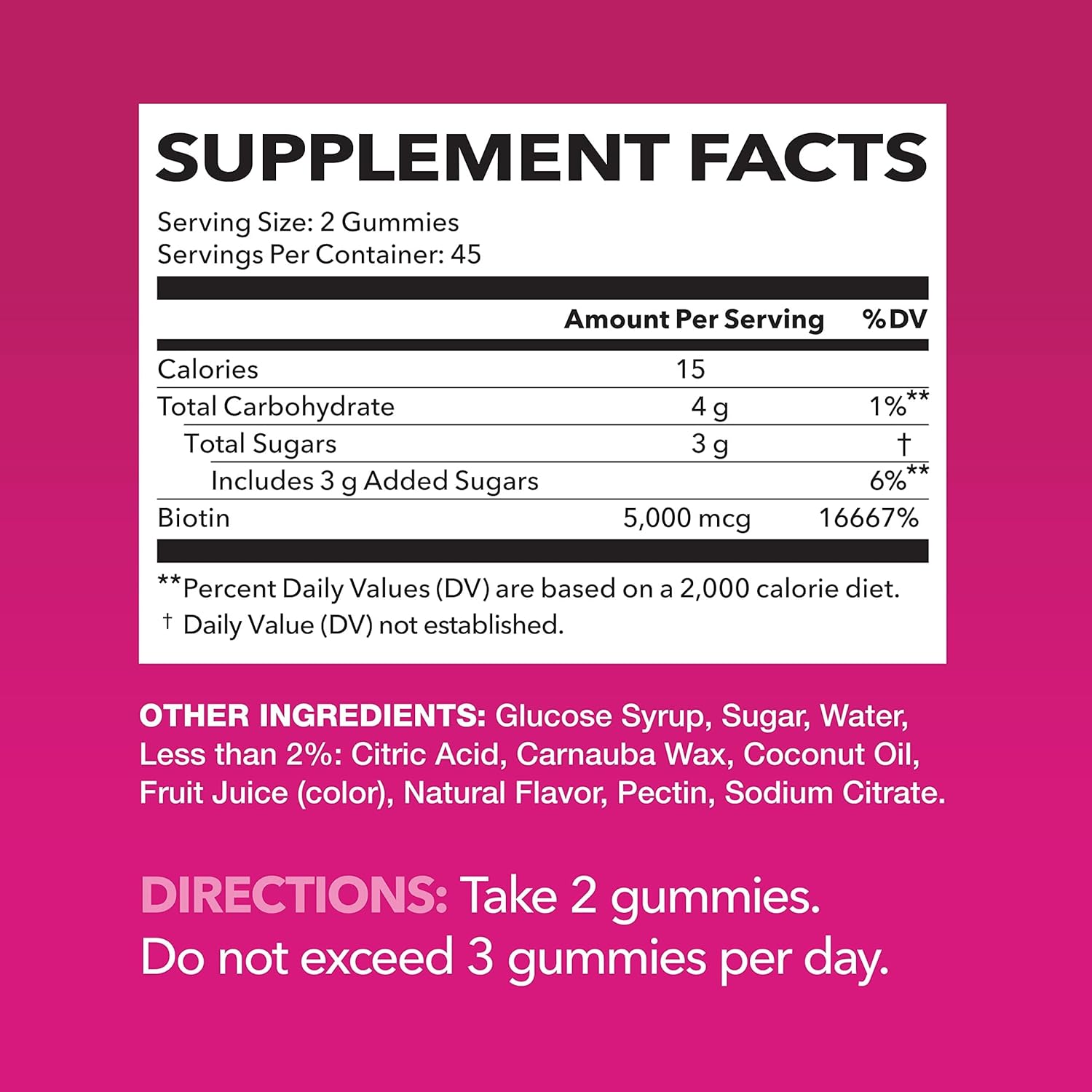 5000mcg Biotin Gummies for Hair, Skin, & Nails - Vegan Supplement - GLP-1 Nutritional Support - Promotes Healthy Hair & Skin - Vitamin B7 - Strawberry Flavor - 90 Count - Espot.com.au