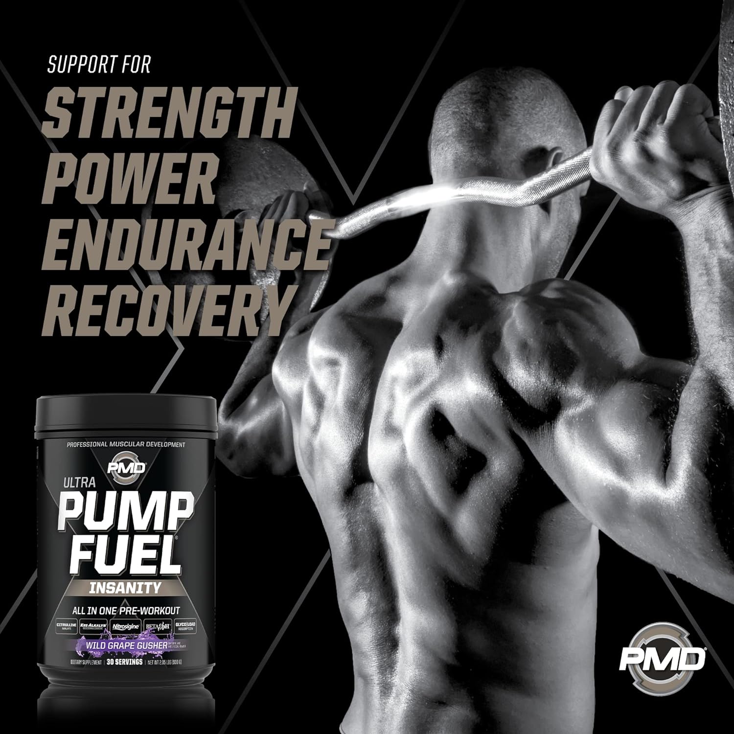 pmd-sports-ultra-pump-fuel-insanity---pre-workout-drink---wild-grape-gusher-flavor---boost-energy-strength-endurance-recovery---complex-carbs-amino-energy---30-servings-5