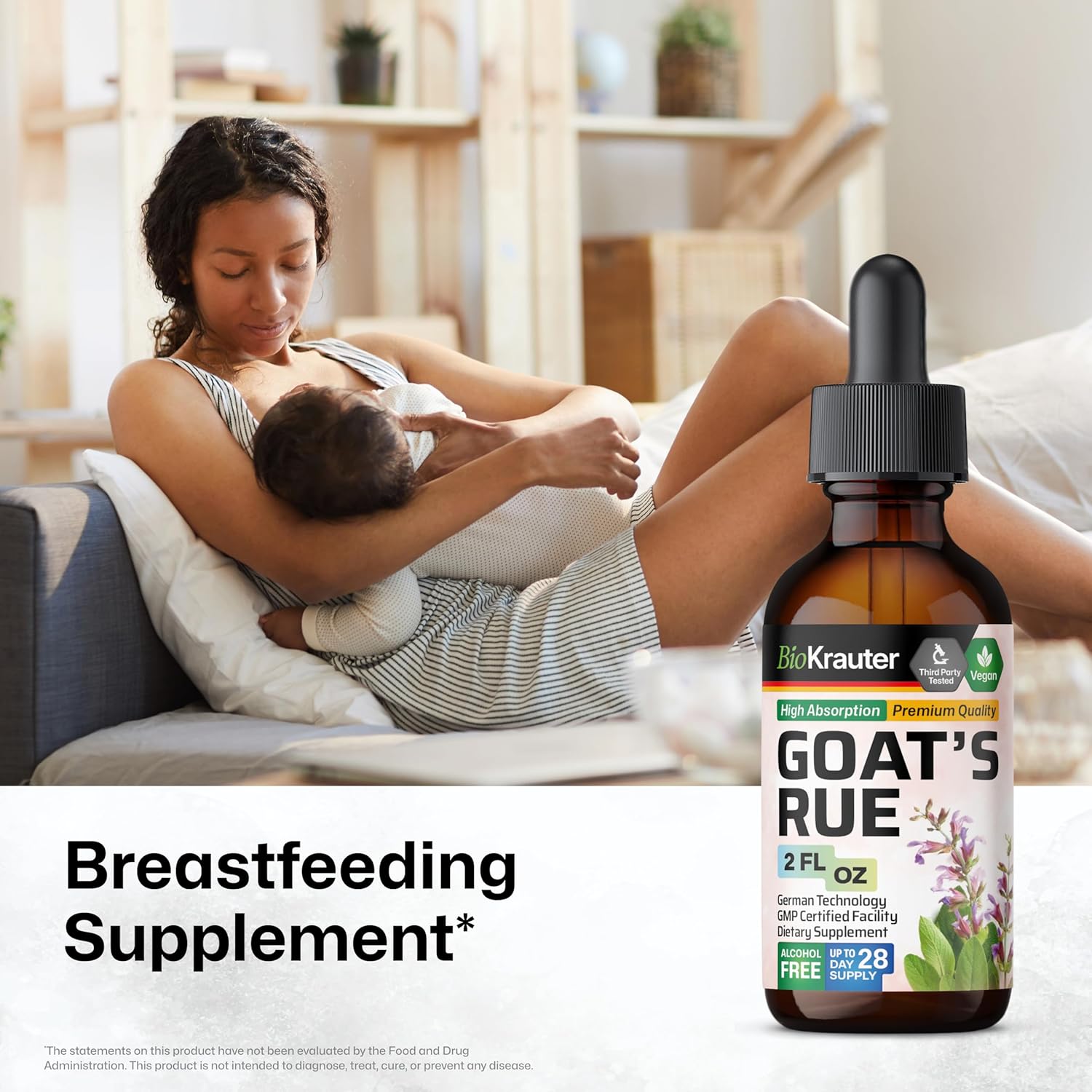 Goats Rue Lactation Supplement Tincture - Vegan, Alcohol & Sugar Free - 2 Fl.Oz. - Espot.com.au