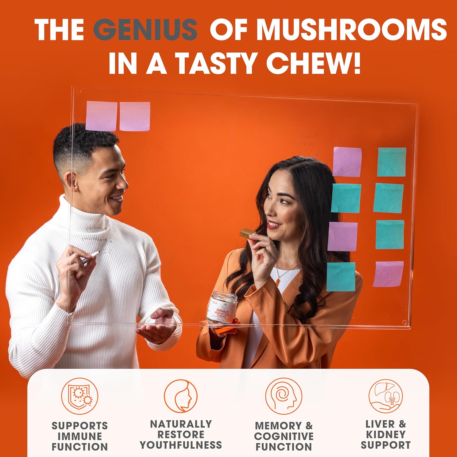 genius-mushroom-soft-chews---lions-mane-cordyceps-reishi-complex-for-energy-focus-brain-health-and-immune-support---nootropic-chew-butter-toffee-flavor-3