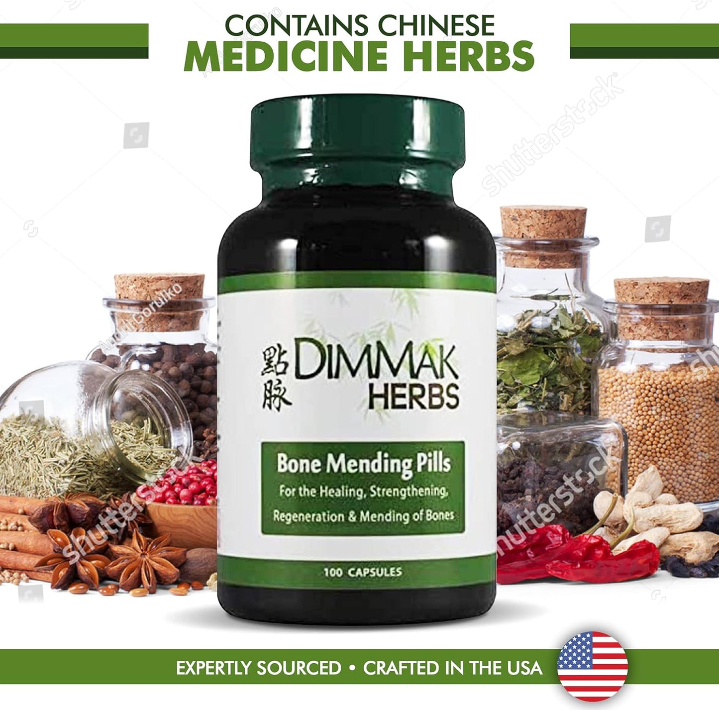 Dimmak Herbs Bone Mending Supplement for Bone Fracture Healing & Strengthening - 500mg, 100 Capsules - Espot.com.au