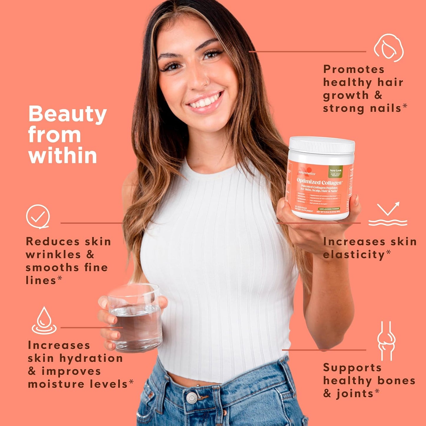 natural-hair-skin-nails-collagen-peptides-powder---patented-formula-for-youthful-skin-strong-hair---hormone-free-keto-friendly---unflavored---60-servings-3
