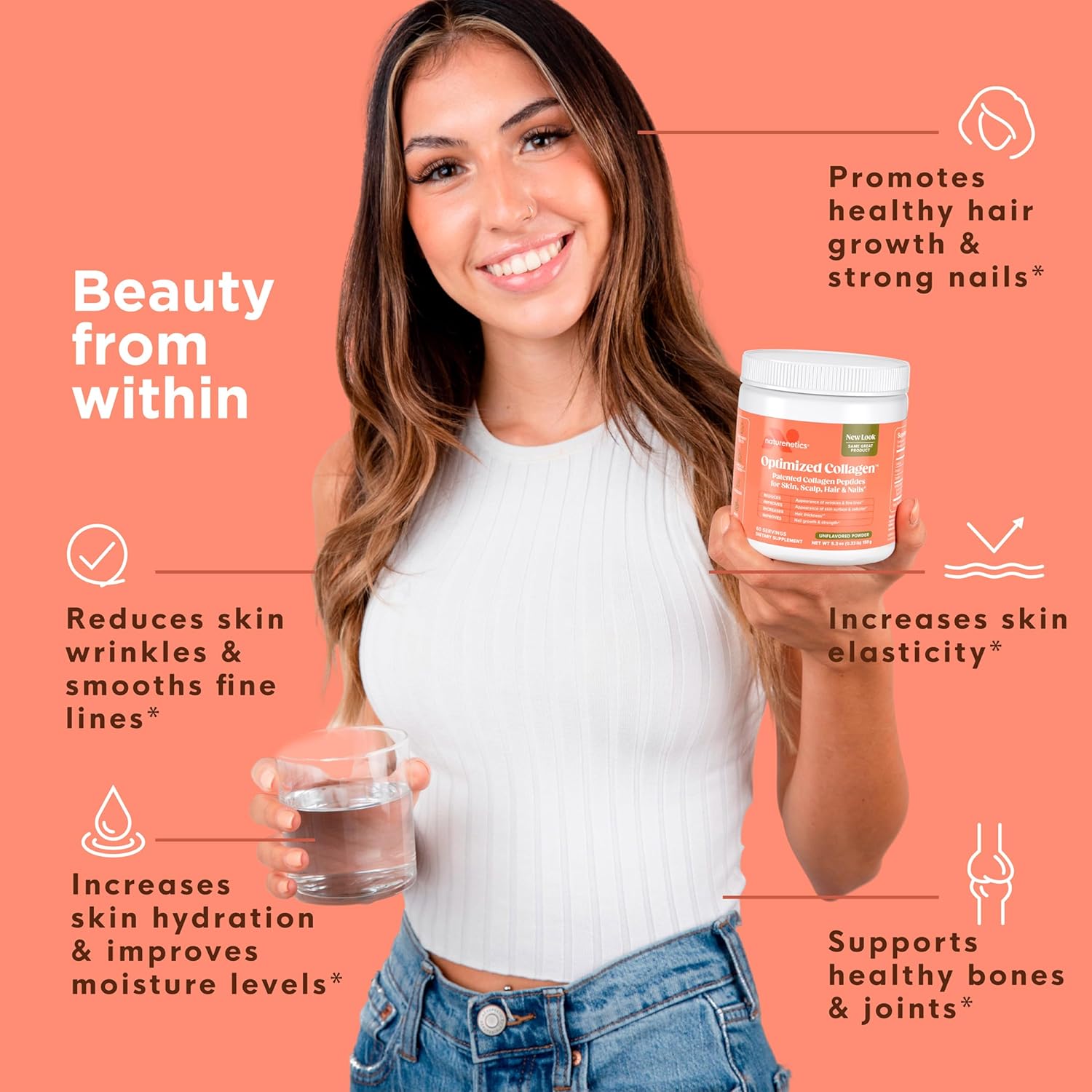 natural-hair-skin-nails-collagen-peptides-powder---patented-formula-for-youthful-skin-strong-hair---hormone-free-keto-friendly---unflavored---60-servings-3
