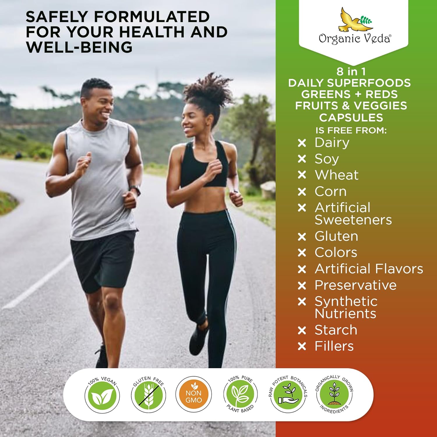 organic-veda-super-greens-reds-veggies-capsules---8-in-1-whole-food-supplement-with-papaya-spirulina-chlorella-moringa-beet-turmeric---120-vegan-capsules-8