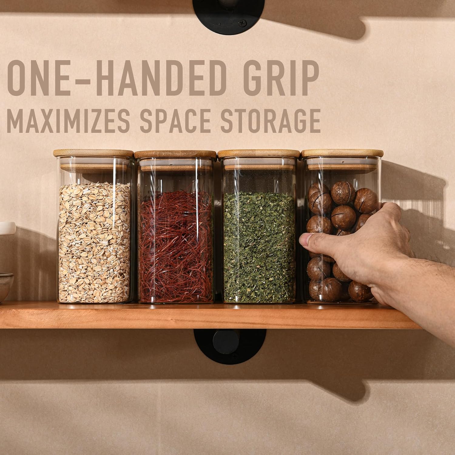 37oz-rectangle-glass-storage-containers-with-bamboo-lids-set-of-4---airtight-food-storage-for-pantry-organization-of-cereal-nuts-snacks-and-coffee-beans-with-black-label-3