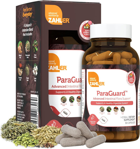 Zahler ParaGuard Capsules - Gut Health Supplement with Wormwood, Garlic, Pumpkin Seed, Clove - Natural Support for Humans - Certified Kosher - 30 Count - Espot.com.au