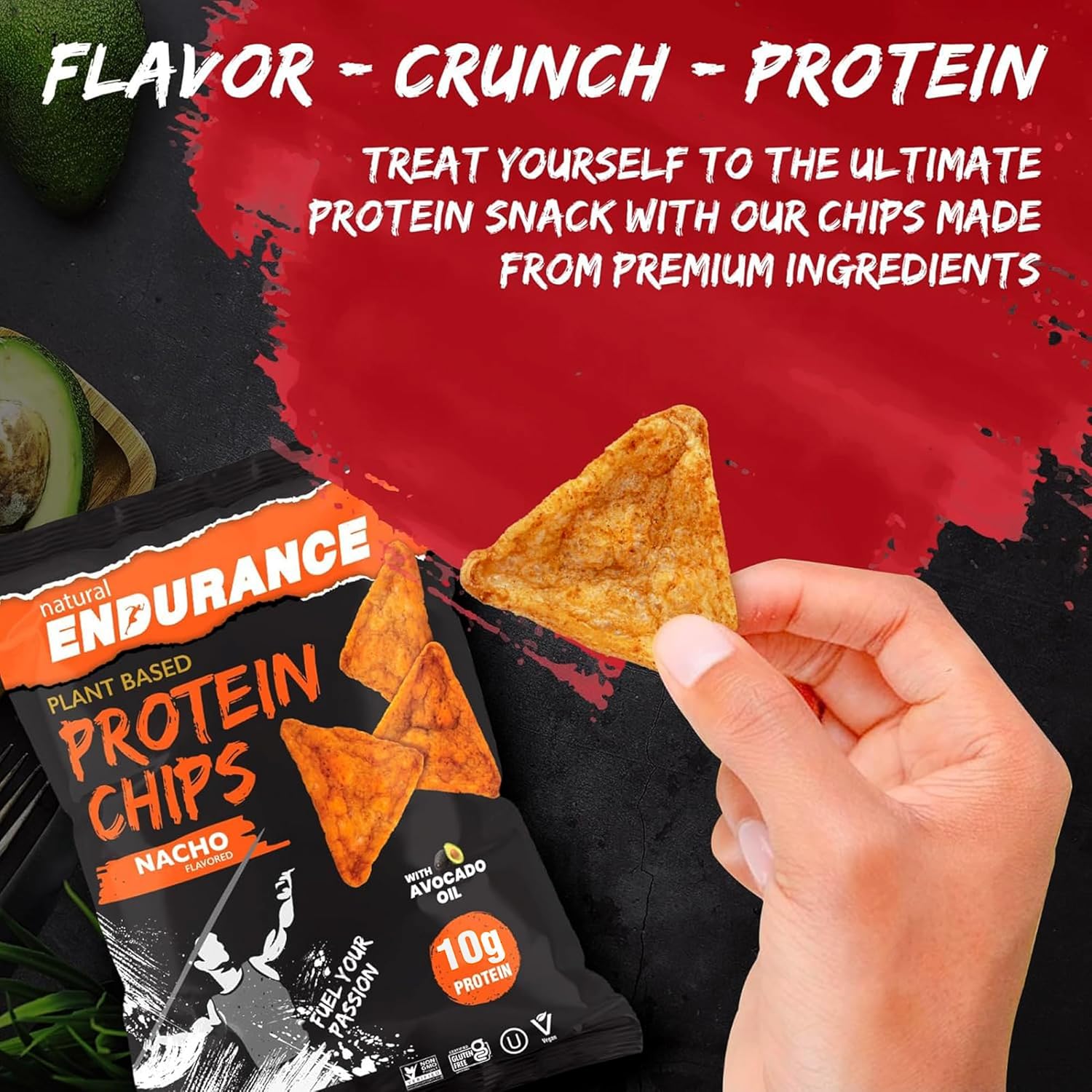 variety-pack-of-natural-endurance-protein-chips---low-carb-high-protein-vegan-snack-with-avocado-oil---nacho-bbq-chili-birthday-cake-original-flavors---gluten-free-14g-protein-per-bag---138-oz-bags-pack-of-12-2