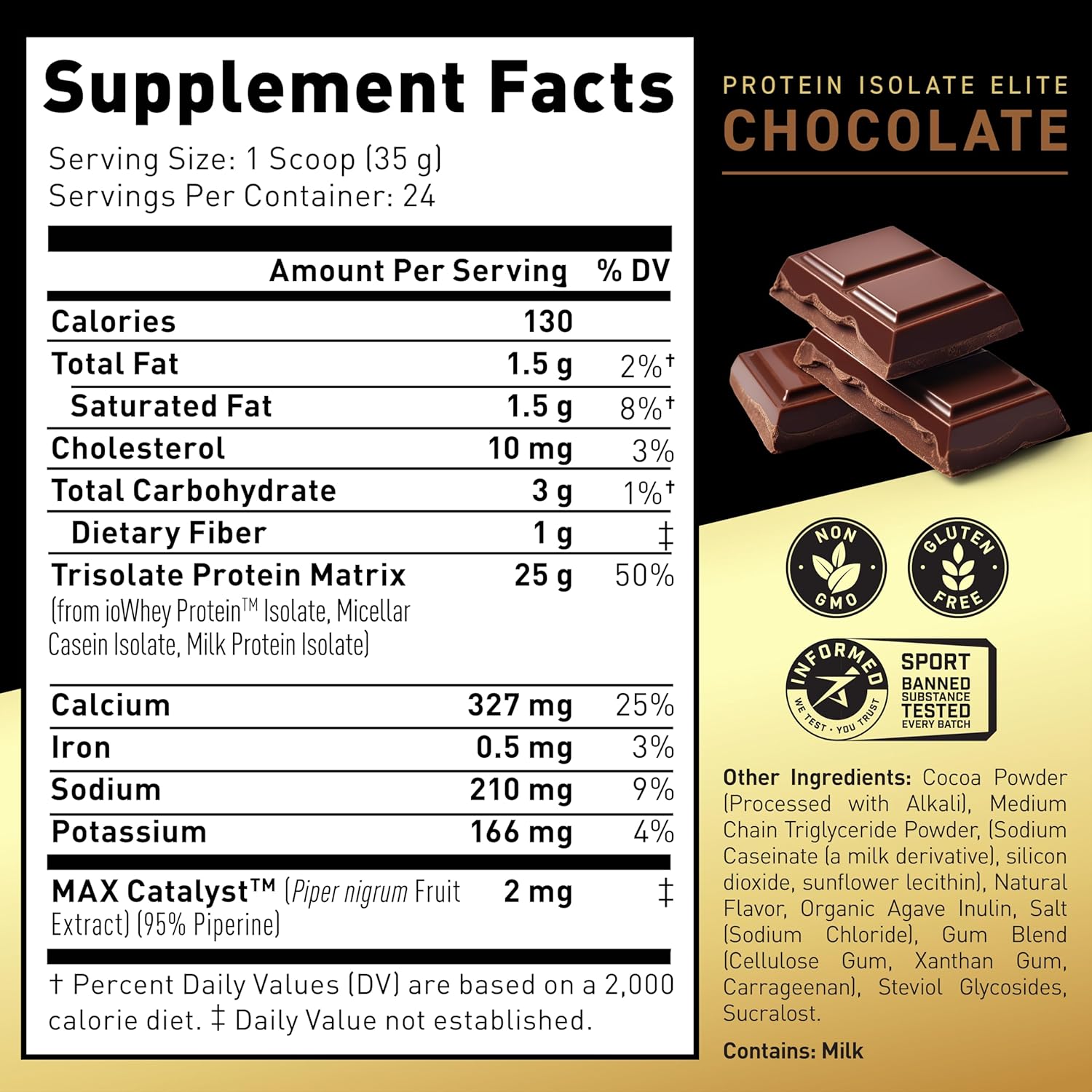 Chocolate Kaged Protein Powder Elite: High-Quality 100% Isolate Blend Whey, Casein, and Milk Protein for Muscle Recovery and Building - 2lbs - Espot.com.au