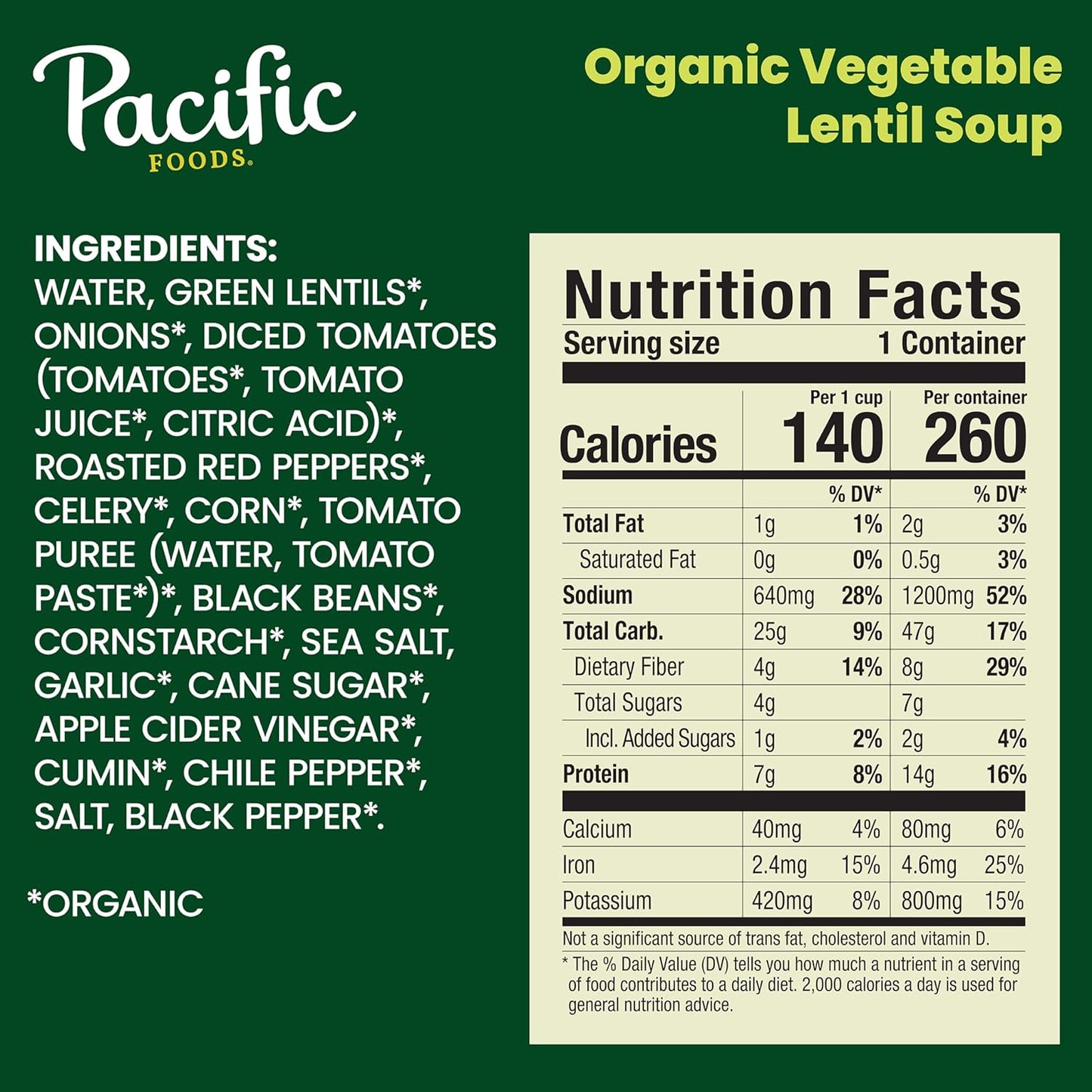 Pacific Foods Organic Vegetable Lentil Soup - 16.3 oz Can - Plant-Based & Delicious - Espot.com.au