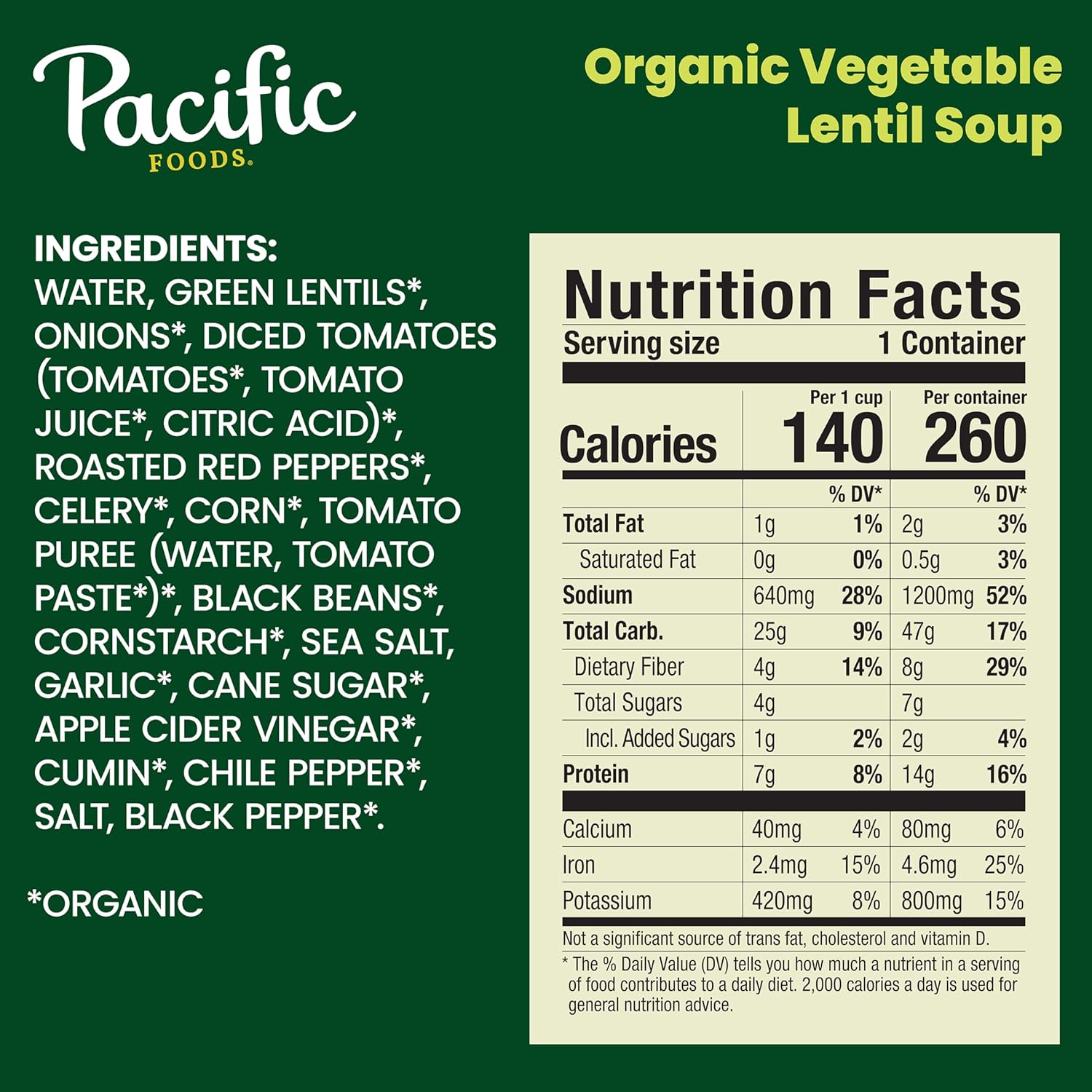 Pacific Foods Organic Vegetable Lentil Soup - 16.3 oz Can - Plant-Based & Delicious - Espot.com.au