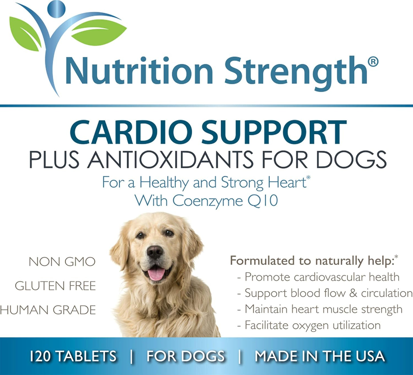 Dog Cardio Support with Antioxidant, L-Carnitine, L-Taurine, Coenzyme Q10 & Vitamin E - Promotes Healthy Heart - 120 Chewable Tablets - Espot.com.au