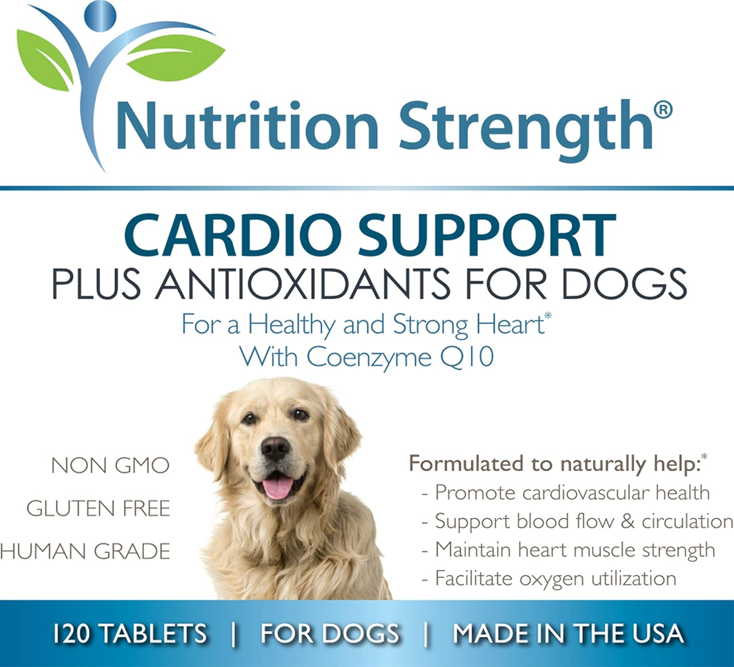 Dog Cardio Support with Antioxidant, L-Carnitine, L-Taurine, Coenzyme Q10 & Vitamin E - Promotes Healthy Heart - 120 Chewable Tablets - Espot.com.au
