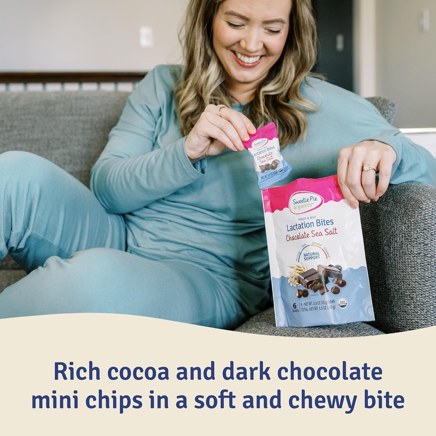 Organic Fruit & Nut Lactation Bites - Breastfeeding Support, Boost Milk Supply, Fenugreek-Free, Natural Galactagogues - Chocolate Sea Salt, 6 Pack - Espot.com.au