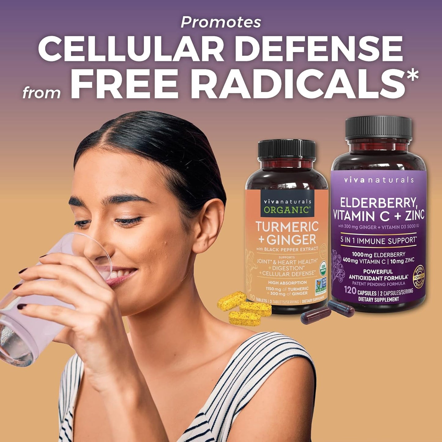 Organic Turmeric Curcumin Supplement Bundle with Elderberry, Vitamin C, Zinc, and Vitamin D3 for Joint, Immune, Heart, and Digestive Support - Espot.com.au