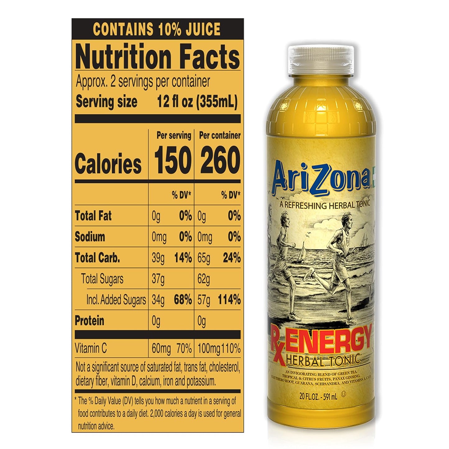 AriZona Rx Energy Drink, 20 Fl Oz (Pack of 24) - Bulk Pack for Endurance and Alertness Boost - Espot.com.au