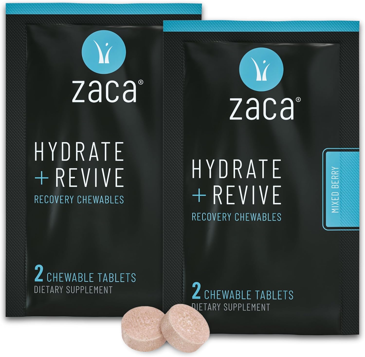 zaca-recovery-chewable-supplement---hydrate-and-revive-for-parties-travel-exercise-and-altitude---non-sugar-non-gluten-mixed-berry---2-packets-4-tablets-1