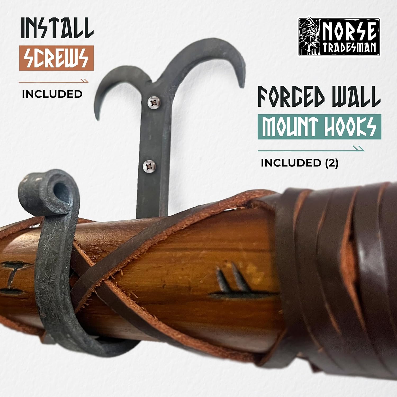 handcrafted-norse-tradesman-viking-axe-with-carbon-steel-head---includes-wall-mount-hooks---teakwood-shaft-with-engraved-runes-the-skeggx-3