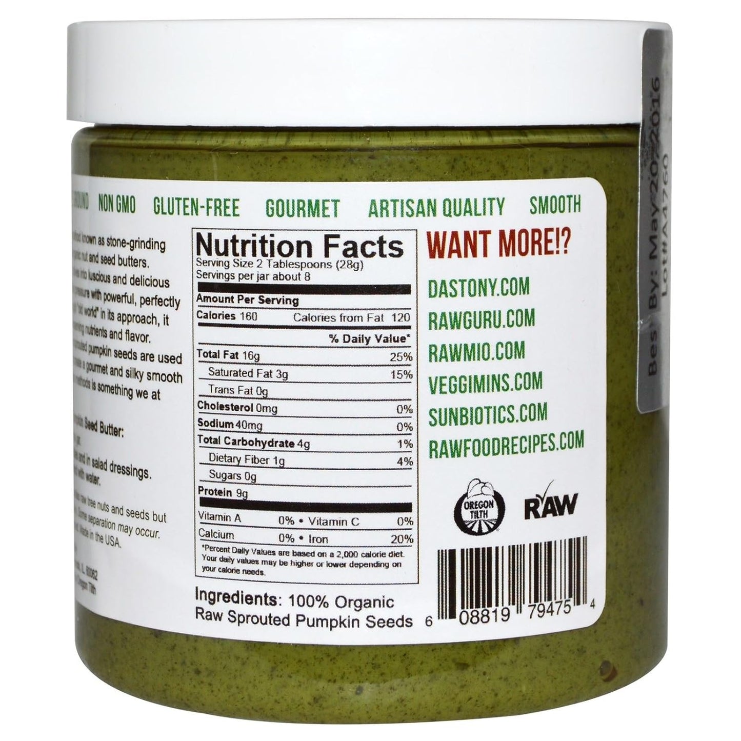 organic-sprouted-pumpkin-seed-butter-by-dastony---8-oz-jar-for-nutrient-rich-spread-2