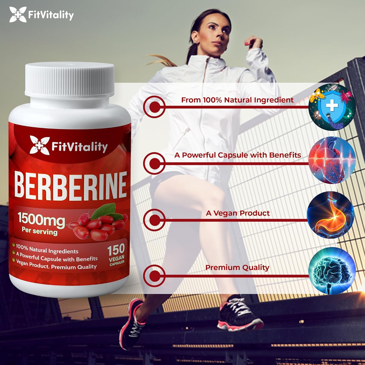 High Strength Berberine Supplement - 1500mg Per Serving, 150 Capsules - Immune System Support - Non-GMO, Gluten-Free - Pure Berberine Extract - Espot.com.au