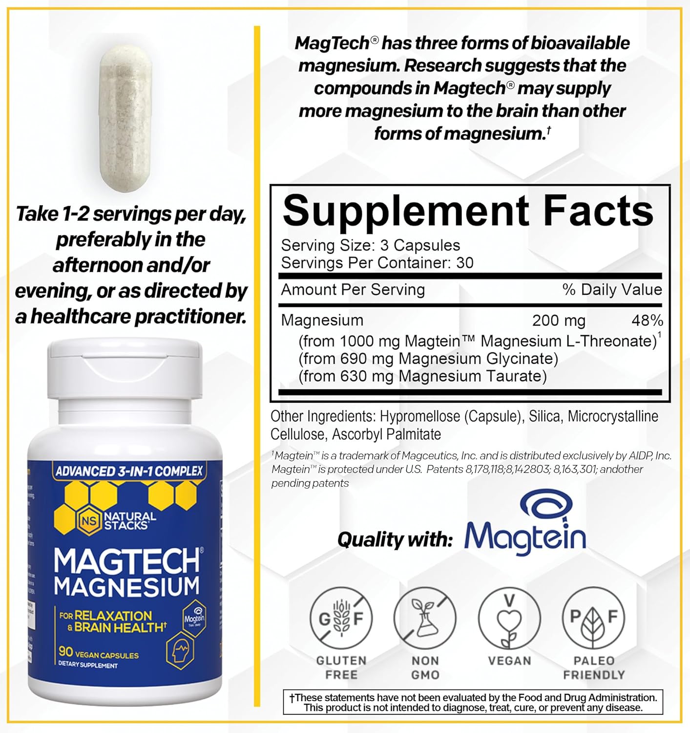 Magtech Magnesium + GABA Bundle - Natural Brain Food for Relaxation & Health - Calm Support - 150 Capsules - Espot.com.au