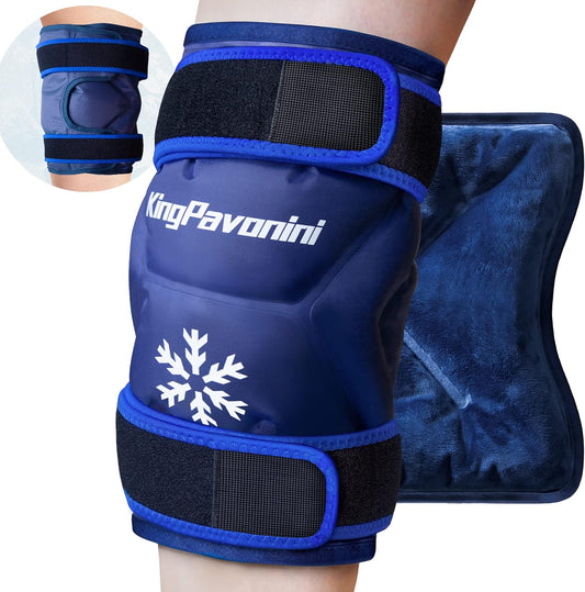 XXL Reusable Gel Ice Pack Wrap for Knee Surgery Recovery - Pain Relief, Swelling, Sports Injuries - Large Ice Pack for Knee Injuries - Blue - Espot.com.au