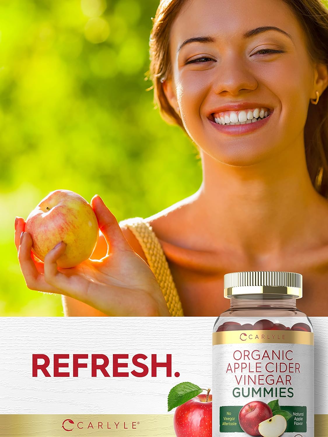 Organic Apple Cider Vinegar Gummies - 120 Count | USDA Certified, Vegan & Gluten-Free | Apple Flavor - Carlyle - Espot.com.au