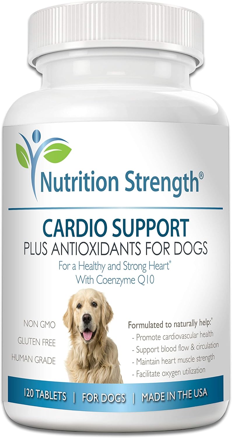 Dog Cardio Support with Antioxidant, L-Carnitine, L-Taurine, Coenzyme Q10 & Vitamin E - Promotes Healthy Heart - 120 Chewable Tablets - Espot.com.au