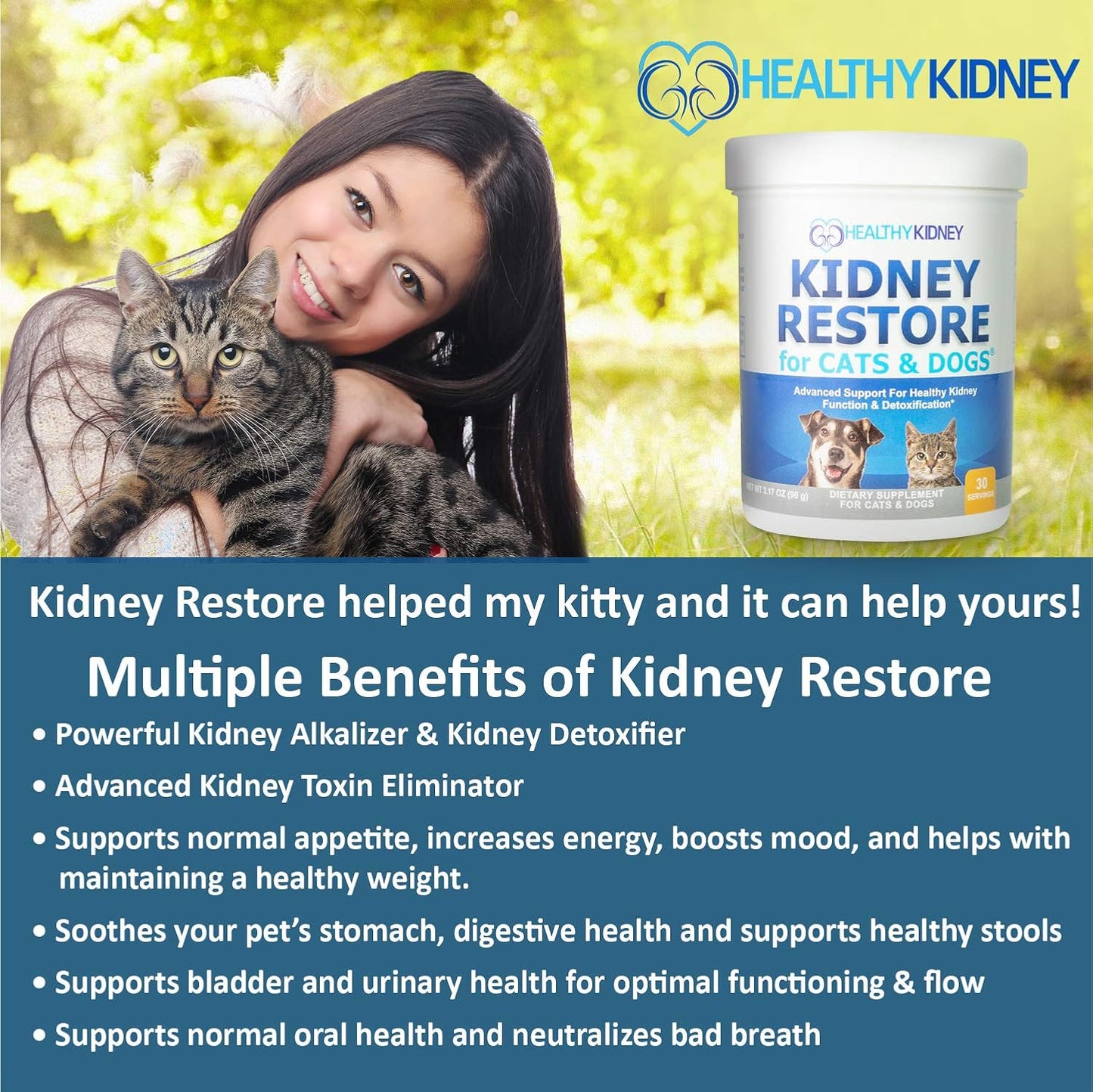 Pet Kidney Support Supplements for Cats and Dogs, Natural Renal Health Aid for Feline and Canine Urinary Tract Function, Easy to Add to Pets' Food for Optimal Health - Espot.com.au