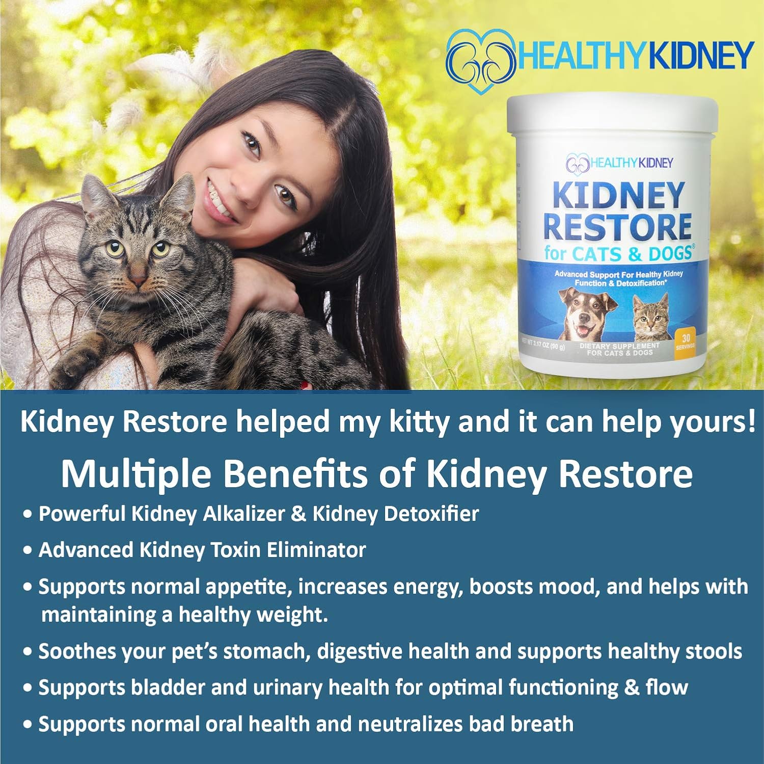 Pet Kidney Support Supplements for Cats and Dogs, Natural Renal Health Aid for Feline and Canine Urinary Tract Function, Easy to Add to Pets' Food for Optimal Health - Espot.com.au