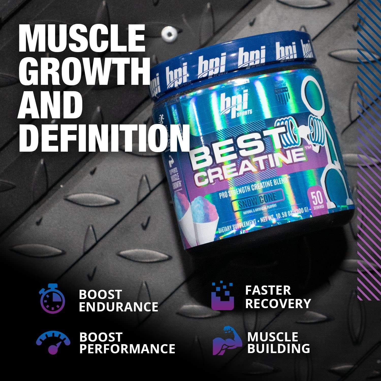 bpi-sports-creatine-monohydrate-with-himalayan-salt-for-strength-pump-endurance-muscle-growth-and-definition---snow-cone-flavor---50-servings-1058-oz---no-bloat-formula-5